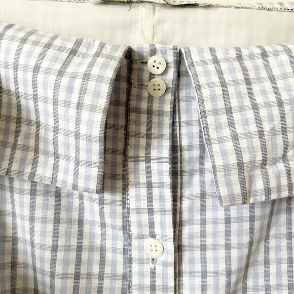 English Factory Plaid Midi Dress Size L Off Shoulder Shirt Full Button Front - Picture 3 of 8